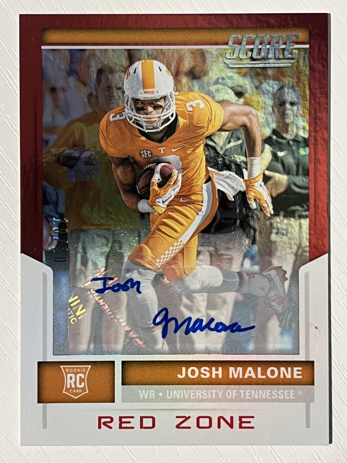 Josh Malone Panini Score #366 Signature-Red Zone