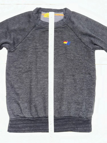 Kids 8 Aviator Nation Gray Pullover Sweatshirt Rainbow Sleeves - Picture 8 of 9