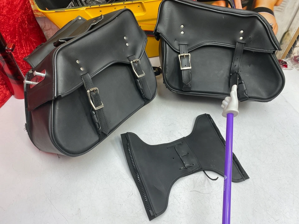 🔥Harley Honda Yamaha Suzuki Kawasaki Leather Throw Over Saddlebags🔥 - Image 4 of 4