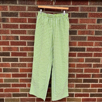 SHEIN Green and White Gingham Print Straight Leg Pants | eBay