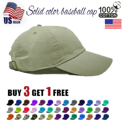 Plain Cotton Polo Style Blank Baseball Cap Solid Washed PC Adjustable Ball Hat