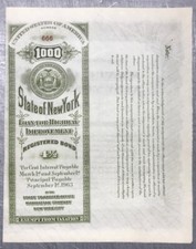 Schnapszahl NY-State Bond #0666 * 1.000 Dollar * Ausgabe von 1913 * 045