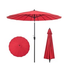 9'Patio Outdoor Garden Round Umbrella Market Tilt Adjustment w/18Fiberglass Ribs