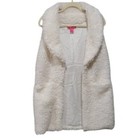 Betsey Johnson Sherpa Faux Fur Vest Women X Small White Open Front Pockets Cozy