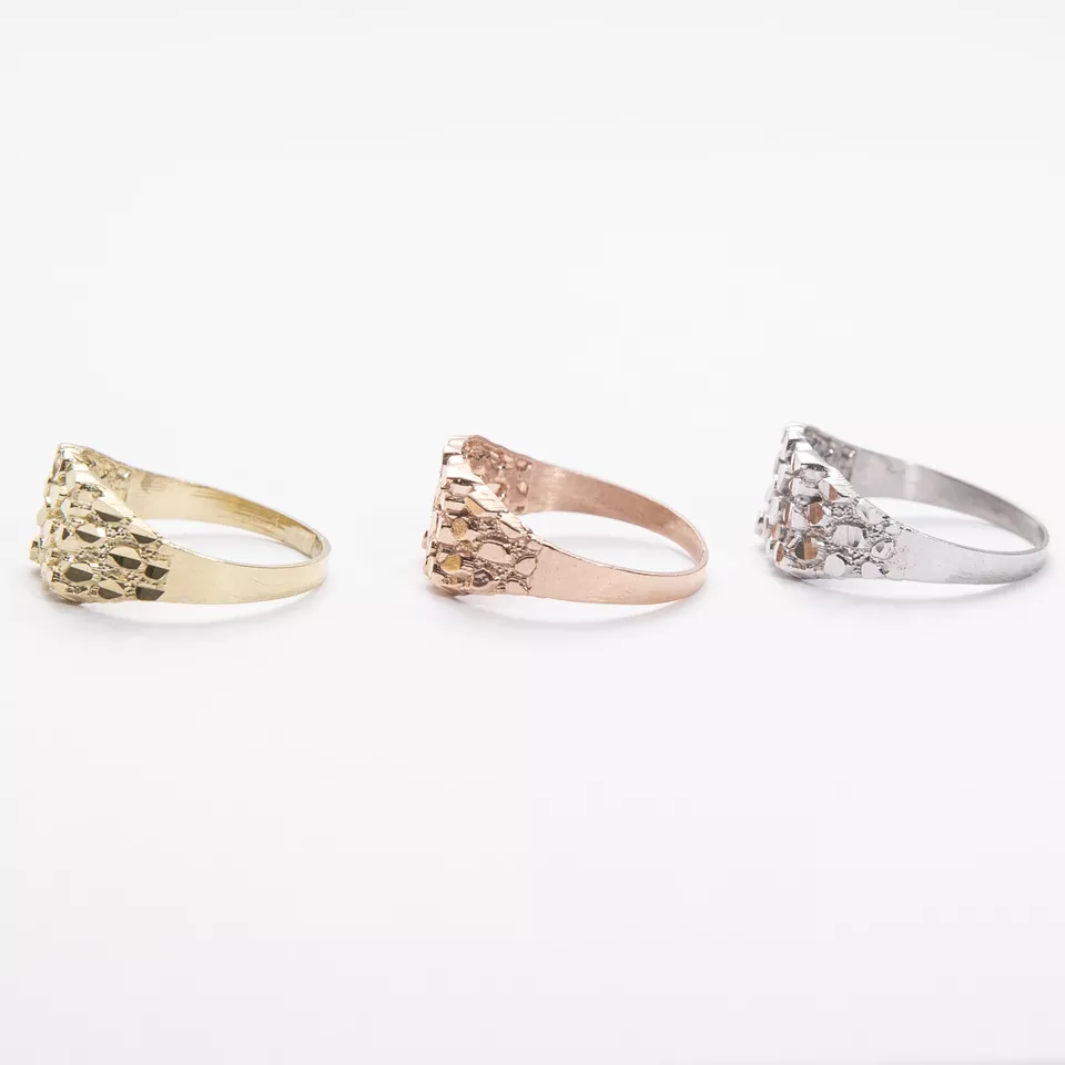 SOLID 14K Gold Square Nugget Ring 14K Yellow White Rose Gold - Image 3 of 4