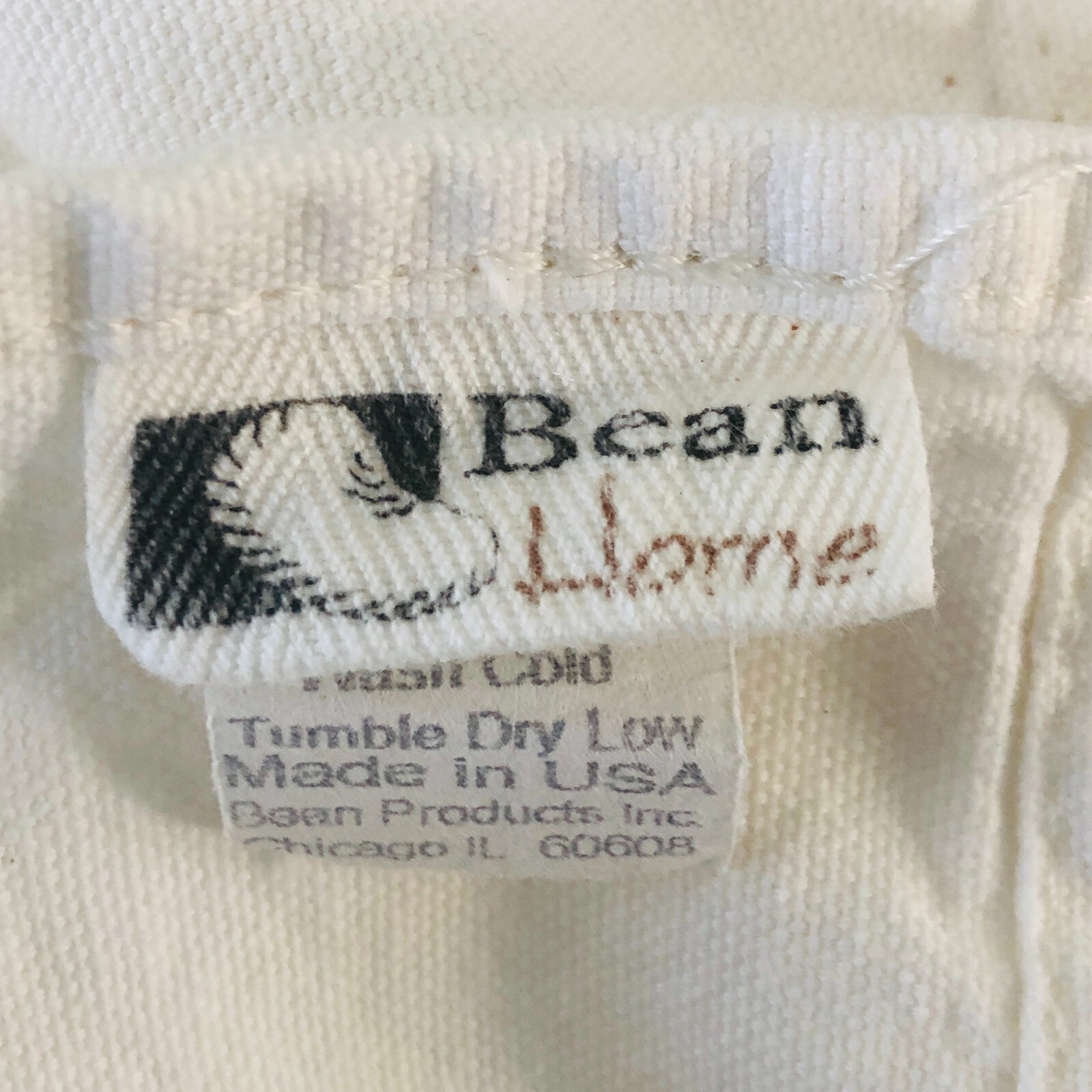 Vintage LL Bean White Cotton Shower Curtain Farm House Cottage Core