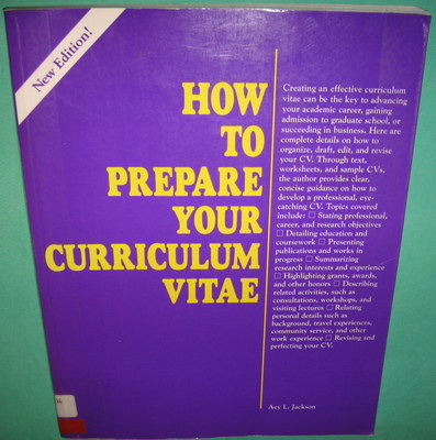How to Prepare Your Curriculum Vitae Acy Jackson 2nd Edition 1997 VGM Series