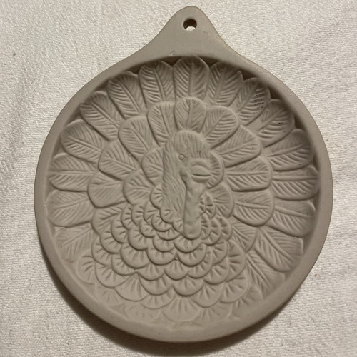 Hermitage Pottery Round Stone Clay Turkey Cookie Mold 1999 Thanksgiving 5.5" - Picture 3 of 3