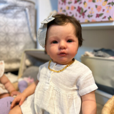 28'' Completed Reborn Baby Doll Toddler Brown Short Hair Rooted Cloth Body Gifts