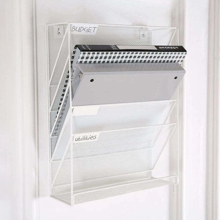 White Magazine Rack 5 Slot Hanging Document Filing System