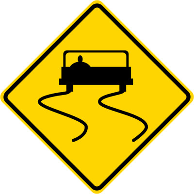 3M HIA Reflective SLIPPERY WHEN WET SYMBOL Road Sign - DOT Compliant 24 x 24