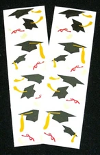 Mrs Grossman Two Vintage 2x6 inch 'Graduation' Sticker Sheets (c-1989)
