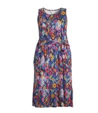 Terra Sky Maxi Dress Belted Knit Tank With Flounce Aztec Print Plus NEW u pick