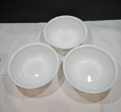 Corelle Corning Lot of 3 Soup Cereal Bowls Grey Stripe 6''
