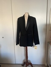 Plenty By Tracy Reese Women Tuxedo Shawl Satin Collar Black Blazer Sz 10