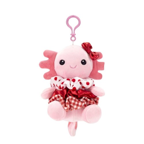 Axolotl Keyclip SCRUNCH BUNCH -6 Inch with 3 Assorted Scrunchies Stuffed Animal - Picture 2 of 3
