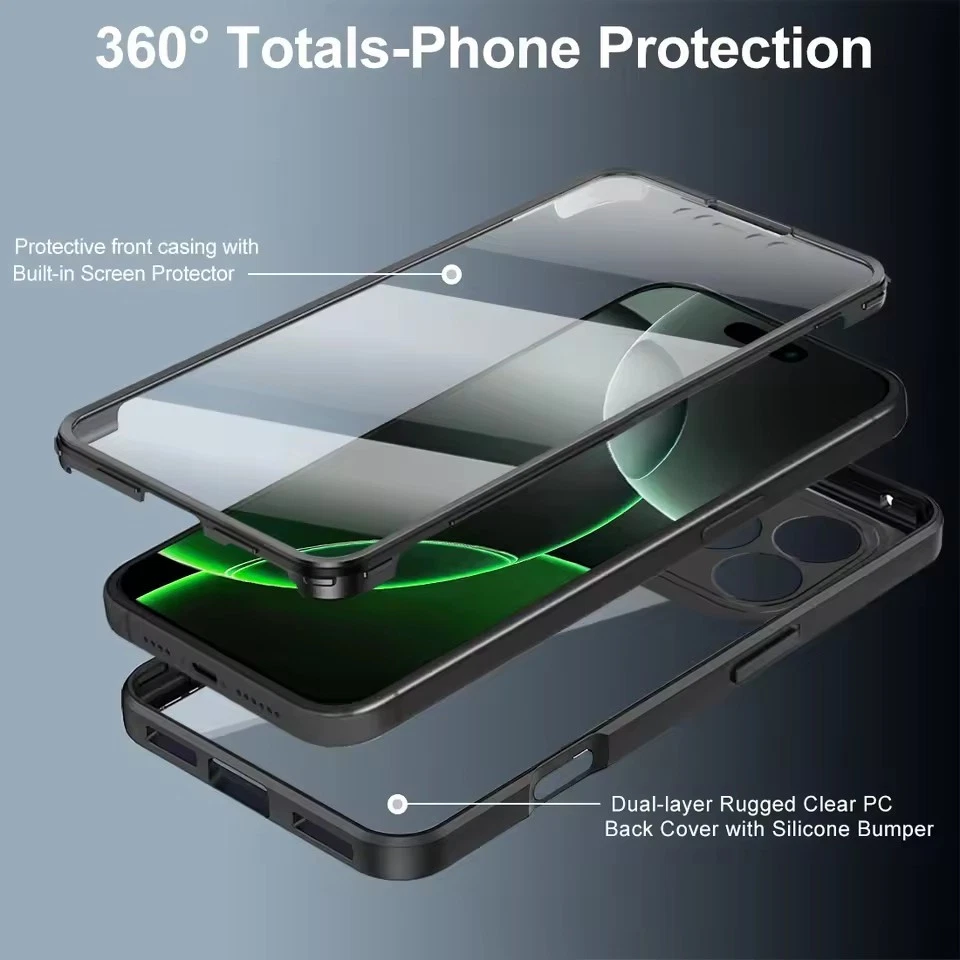Clear Double Sided Silicone Case Cover For iPhone 17 15 14 13 12 16 Pro Max 11 - Image 3 of 4