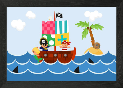 Pirate Ship Framed Wall Art Poster Canvas Print Picture
