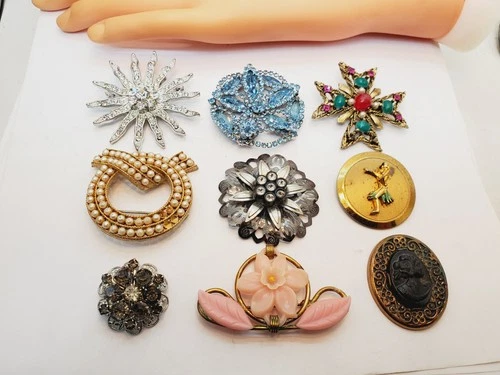 Vintage to Modern Brooch Pin Costume Jewelry Lot (13)
