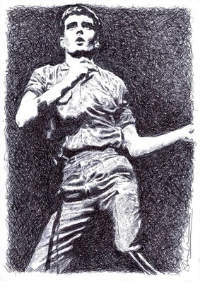Original Drawing of Ian Curtis from Joy Division in A4, in Ballpoint pen 