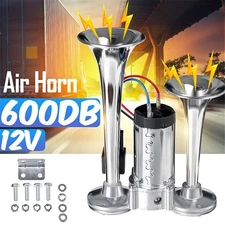 600DB Super Loud Air Electric Horn Dual Trumpet 12V For Cars Truck Train Speaker