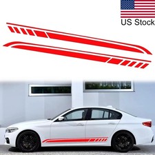 2x 81 Red Sport Racing Style Stripe Side Body Skirt Decal Stickers Universal