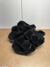Papillio Arizona Big Buckle Fur Shearling Platform Sandals Women  s Sz 36 Genuine