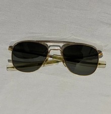 American Optical AO Unisex Gold Metal Frame Full Rim Classic Aviator Sunglasses