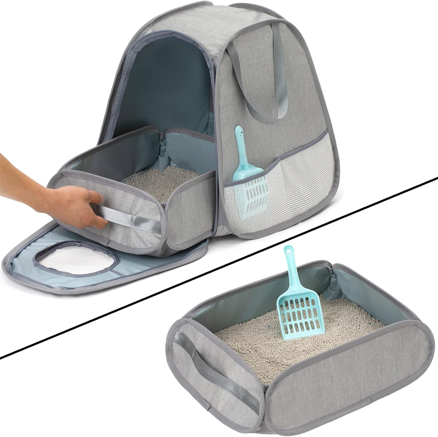 Collapsible Portable Cat Litter Box Standard for Travel Light Weight Leak-Proof
