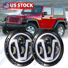 7inch Halo Led Headlights Drl Projector For Jeep Wrangler Jk Tj 97-21