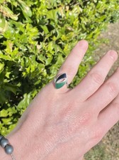 925 Sterling Silver Inlayed Green Malachite &...