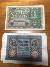 2x Banknote Germany Weimar Republic Reichsbanknote 50 100 Mark 1919 1920
