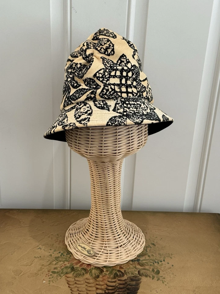 Sombrero cubo floral vintage años 70 Mr. John Jr for Bullocks bronceado/negro Foto 2 de 4