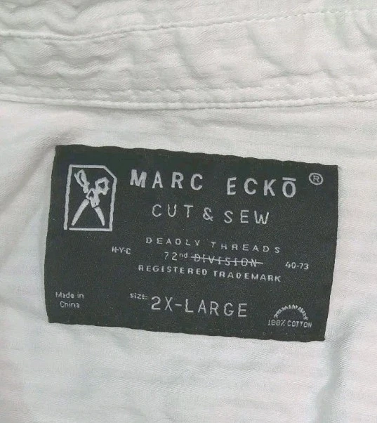 Lote 2 Camisas Marc Ecko Corte y Costura Negro Blanco Hombre Vestido Talla 2 XL Foto 3 de 4