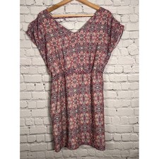 Forever 21 Contemporary Pink Purple Kaleidoscope Paisley V-Neck Mini Dress XS