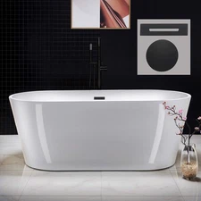 WOODBRIDGE 67" Acrylic Freestanding Bathtub Contemporary Soaking White Tub