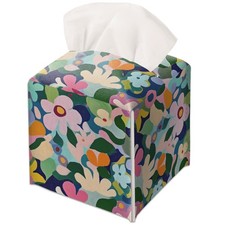 Modern Square Leather Tissue Box Cover/Case Holder Gifts for Women Family and...