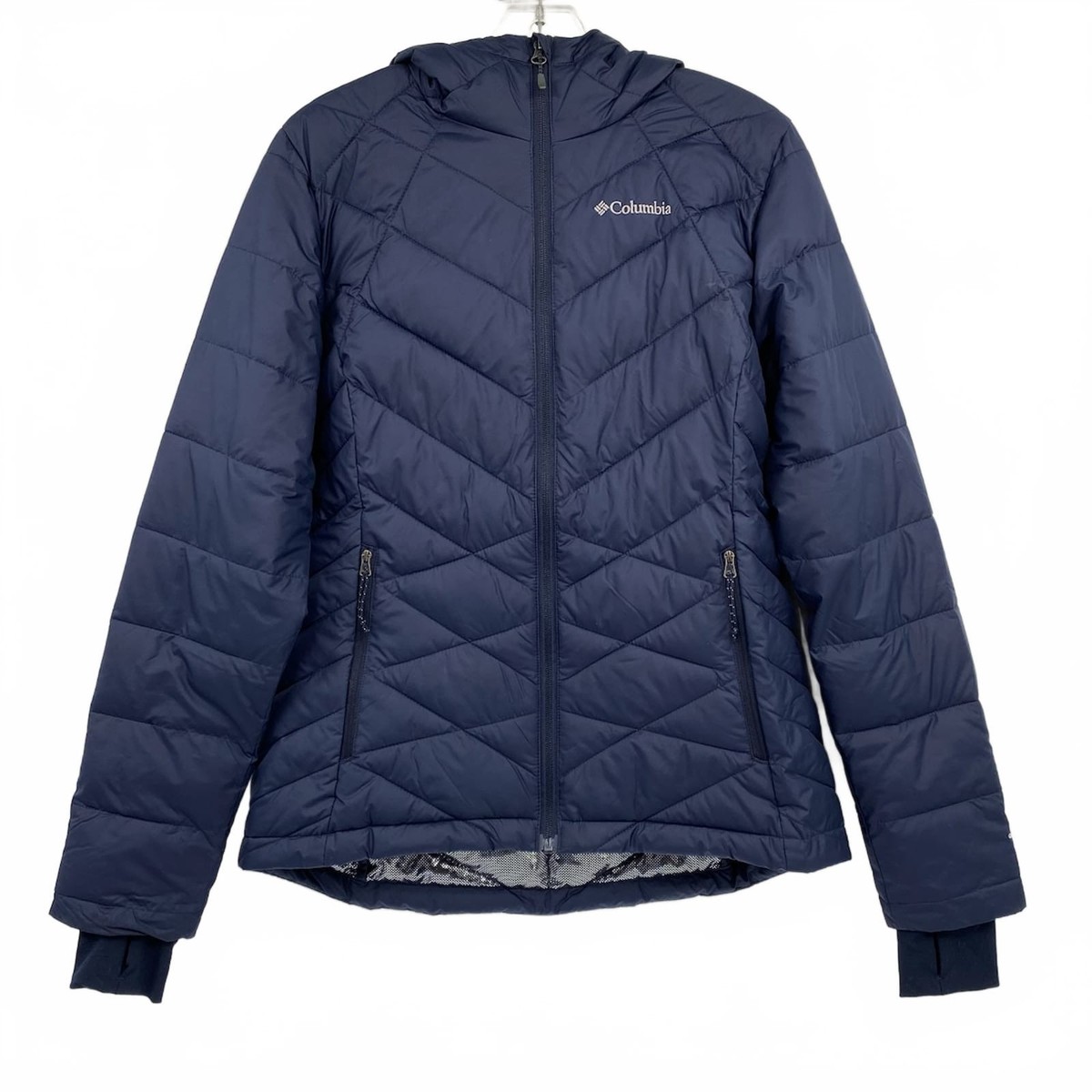 つ*か様 columbia hooded puffer jacket navy Columbia Navy Blue Hooded Puffer Jacket | Women's M, Polyester | eBay