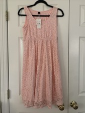 Harhay Fash Women’s Light Pink Lace Dress Sleeveless Knee Length M Lined NWT 073