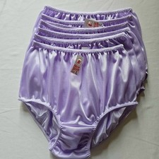 6 Underwear Nylon Comfort Woman Granny Panties Briefs High Waist 32"-36"L/Purple