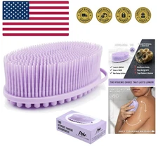 Gentle Silicone Body Scrubber - Dual-Sided Exfoliating Bath Brush in Lavender