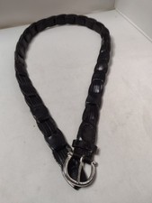 New York Company 100 Genuine Leather Braided Woven Belt Large Black LIQ