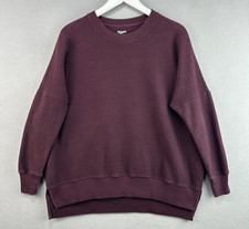 Aerie Sweatshirt XS Red Plum Waffle Knit Crewneck Pullover Thermal Oversized