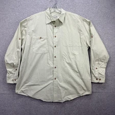 Orvis Shooting Shirt Mens XL Light Green Padded Hunting Roll Tab Left Handed