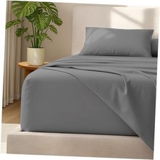 Sheet Set - 22" Deep Pockets - College Dorm Size - Luxury Twin XL 03 - Grey