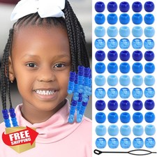 NAISKA 60Pcs Blue Gradient Hair Beads Sparkle Round Loc Dreadlock Jewelry Kids