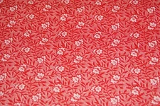 BURLINGTON PRINTS * Quality Cotton Fabric *Red & White Floral Pattern *1 5/6 yds