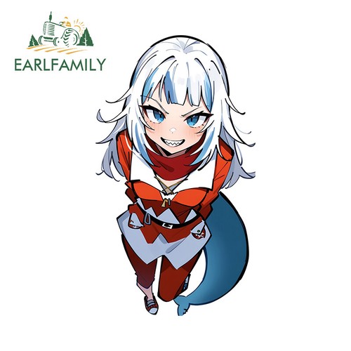 EARLFAMILY 5.1" Cute Gawr Gura Funny Anime Car Stickers Auto Body Trunk Decals - Imagen 4 de 6