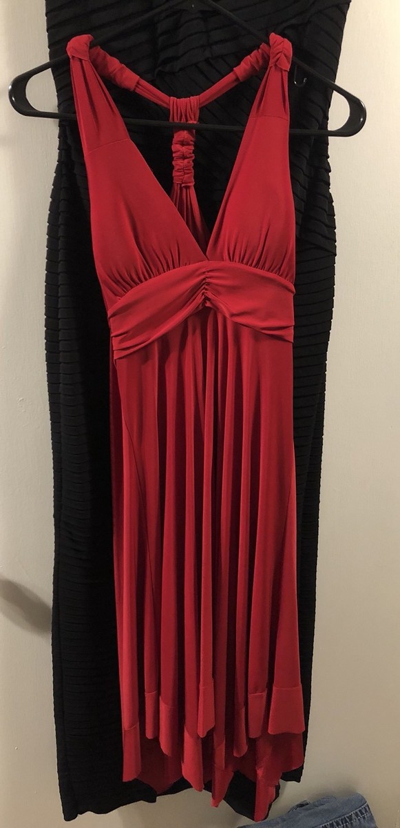red handkerchief dress The Zambito Handkerchief Hem Midi Dress in Vermillion Red Medium
