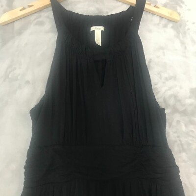 Soma Dress Womens Medium Black Knit Halter Maxi Keyhole Sleeveless Stretch  | eBay